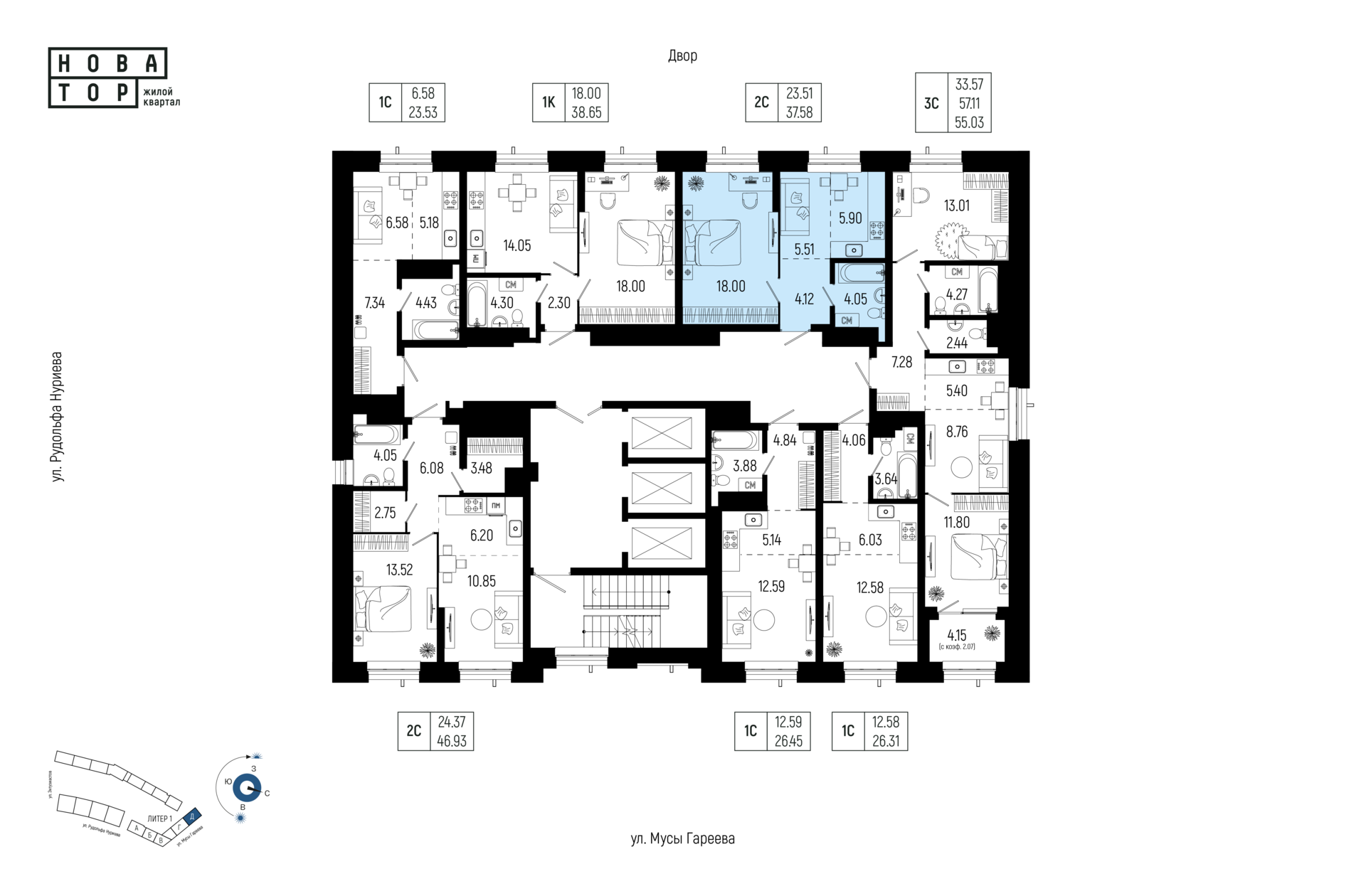 2-комнатная квартира, 37.58 кв.м, Новатор, изображение-2