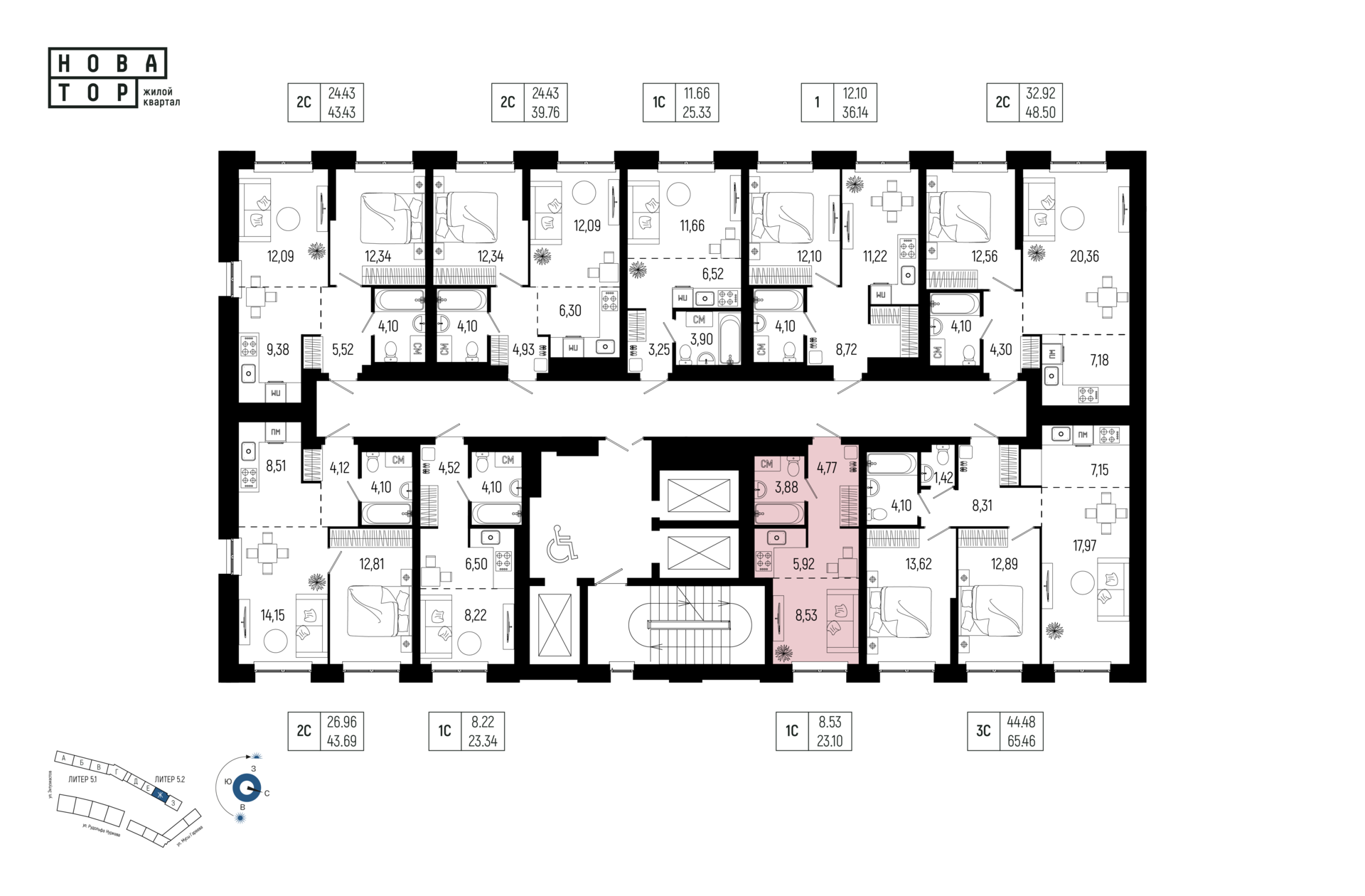 1-комнатная квартира, 23.1 кв.м, Новатор, изображение-2