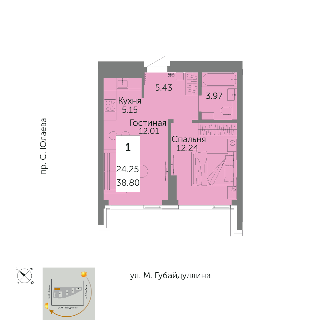1-комнатная, 38.8 м², 20 этаж из 32, ЖК «УРБАНИКА» 1-комнатная, 38.8 м², 20 этаж из 32, ЖК «УРБАНИКА»