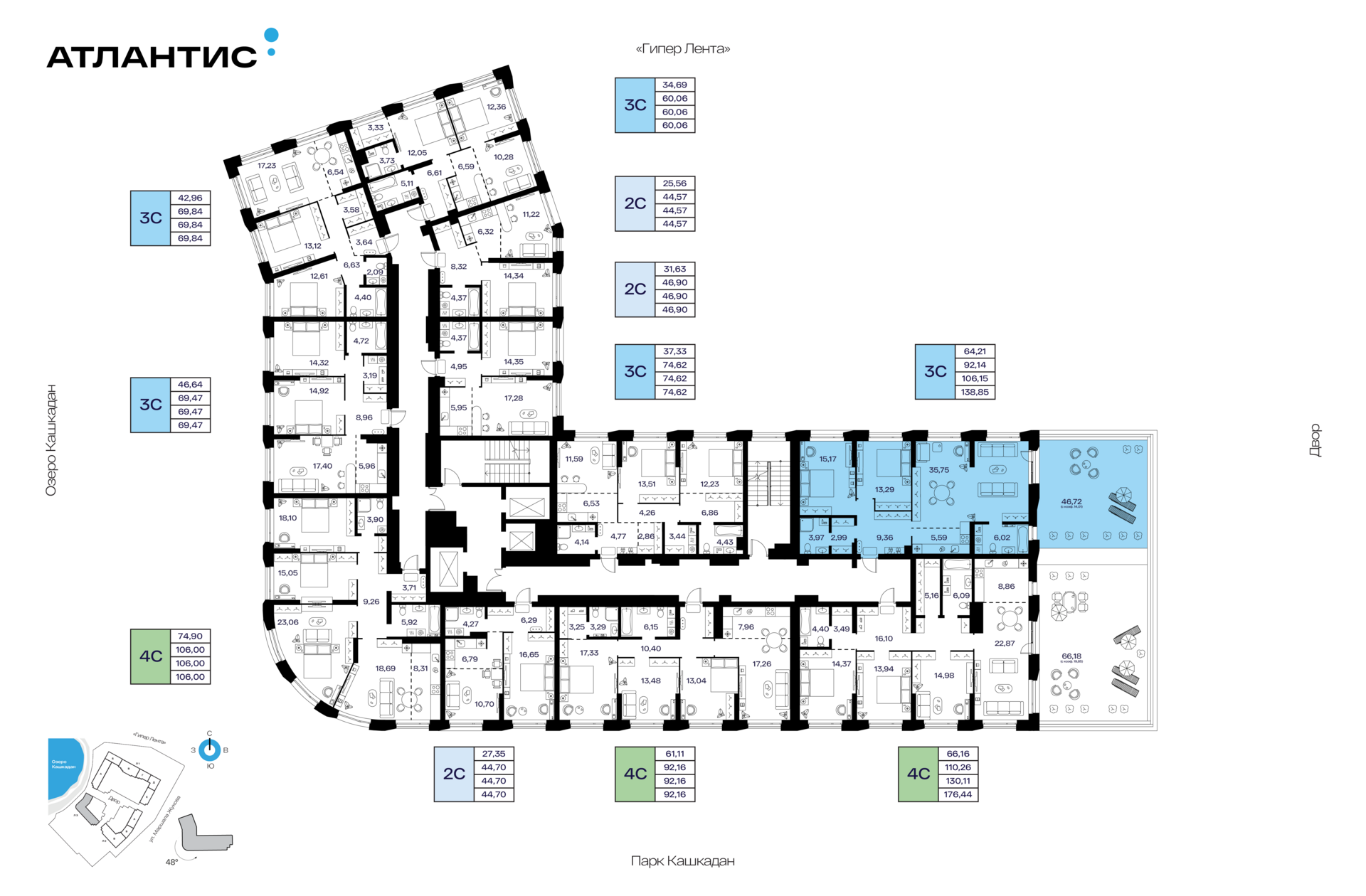 3-комнатная квартира, 106.15 кв.м, Атлантис, изображение-2