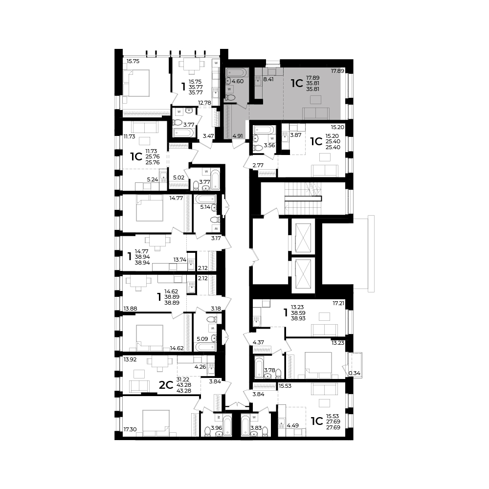 1-комнатная квартира, 35.81 кв.м, Grand&Grand, изображение-2